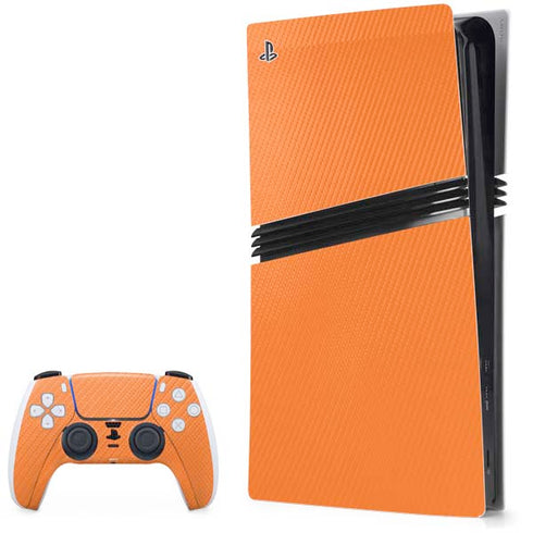 Orange Carbon Fiber Specialty Texture Material PlayStation PS5 Skins