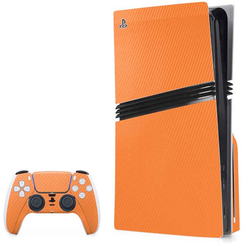 Orange Carbon Fiber Specialty Texture Material PlayStation PS5 Skins