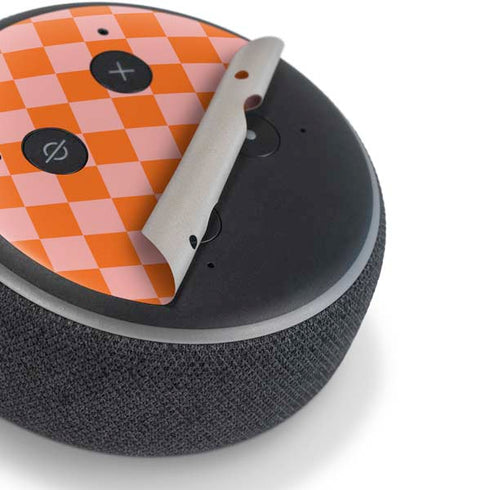 Orange Checkered Amazon Echo Dot Skin