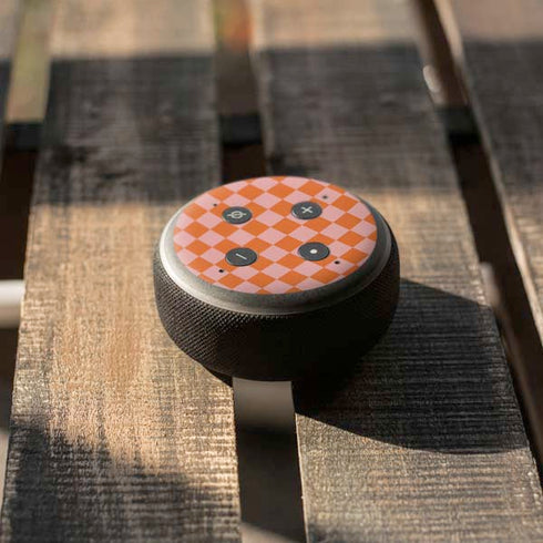 Orange Checkered Amazon Echo Dot Skin