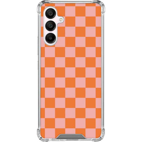 Orange Checkered Galaxy A16 5G Clear Case