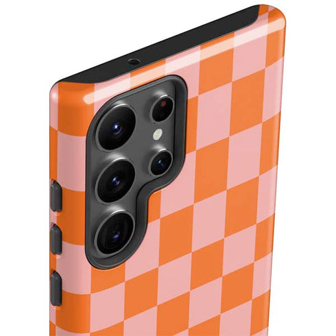 Orange Checkered Galaxy S23 Ultra Pro Case