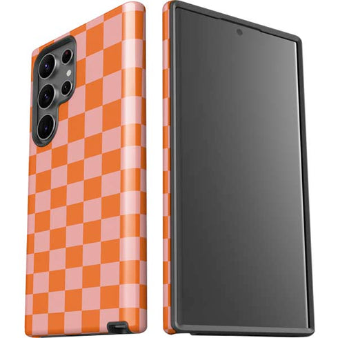 Orange Checkered Galaxy S23 Ultra Pro Case