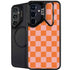 Orange Checkered Galaxy S25 Kickstand Case