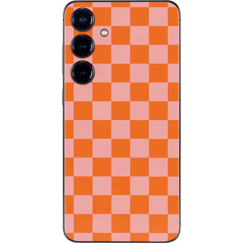 Orange Checkered Galaxy S25 Plus Skin