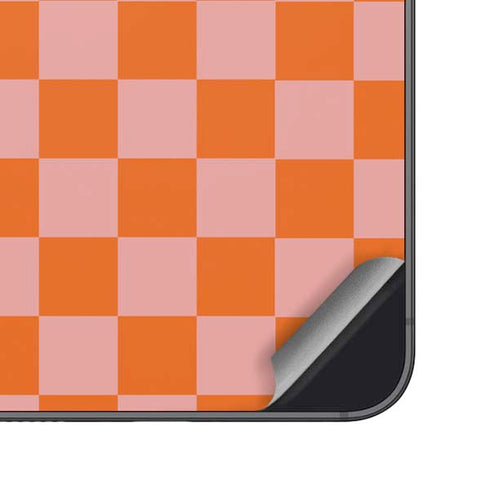 Orange Checkered Galaxy S25 Plus Skin