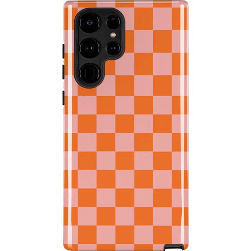 Orange Checkered Galaxy Cases