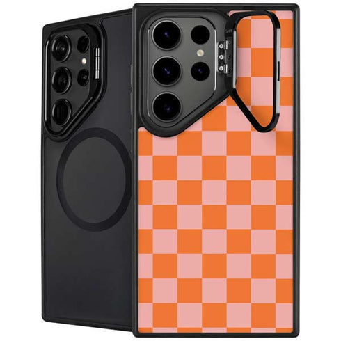 Orange Checkered Galaxy Cases