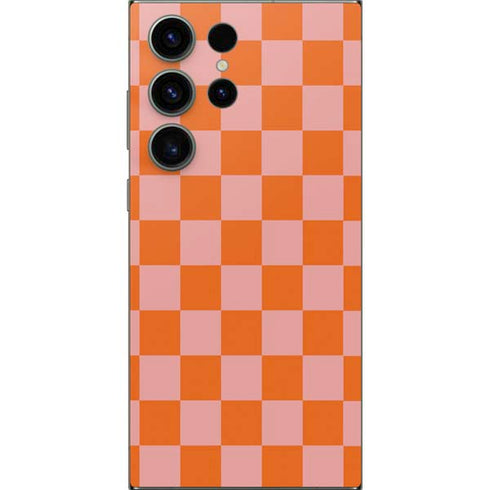 Orange Checkered Galaxy S24 Ultra Skin