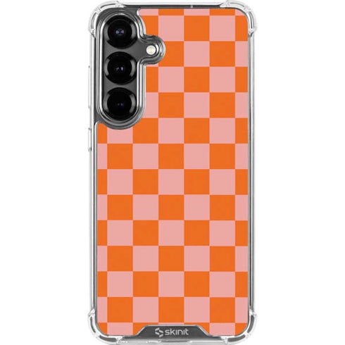 Orange Checkered Galaxy S26 Clear Case