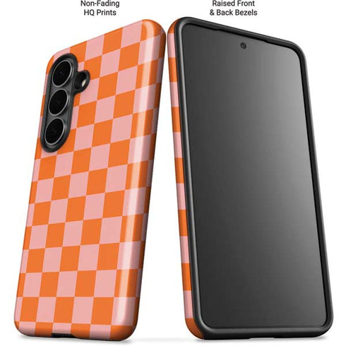 Orange Checkered Galaxy S26 Impact Case