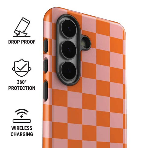 Orange Checkered Galaxy S26 Plus Impact Case