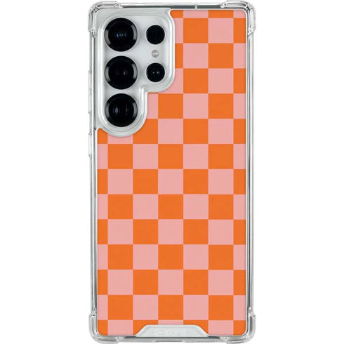 Orange Checkered Galaxy S26 Ultra Clear Case