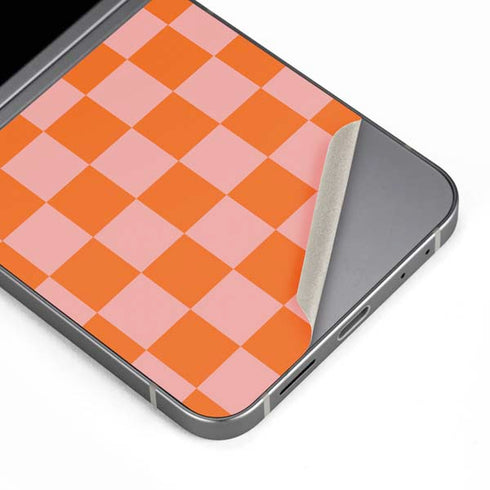 Orange Checkered Galaxy Z Flip6 Skin