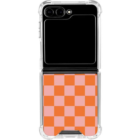 Orange Checkered Galaxy Z Flip6 Clear Case