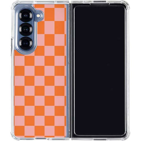 Orange Checkered Galaxy Z Fold6 Clear Case