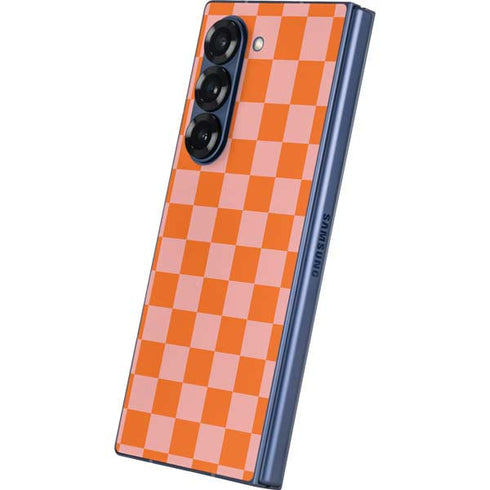 Orange Checkered Galaxy Z Fold6 Skin
