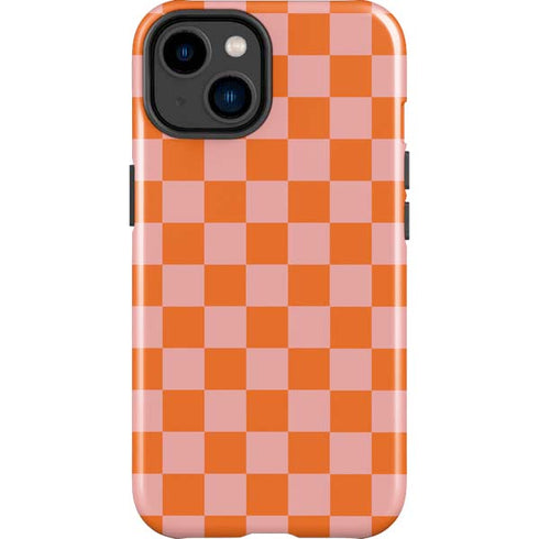 Orange Checkered iPhone 15 Impact Case