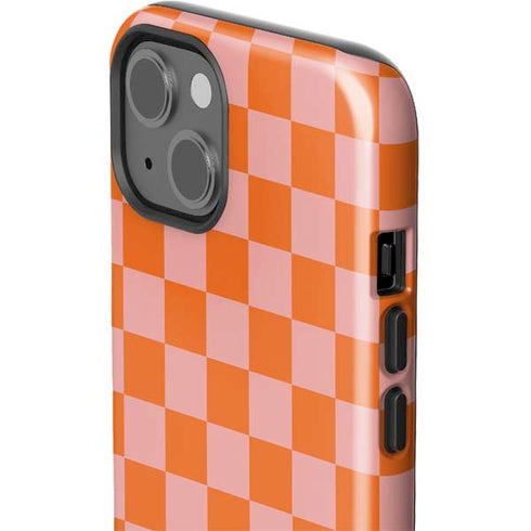 Orange Checkered iPhone 15 Impact Case