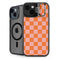 Orange Checkered iPhone 15 Kickstand Case