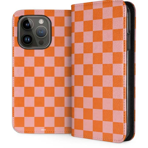 Orange Checkered iPhone 15 Pro Folio Case