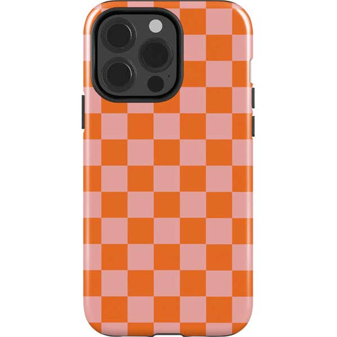 Orange Checkered iPhone 15 Pro Impact Case