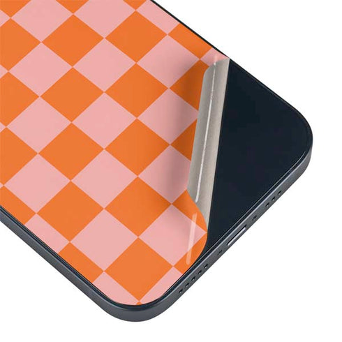 Orange Checkered iPhone 15 Skin