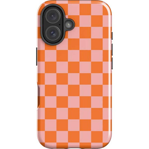 Orange Checkered iPhone 16 Impact Case