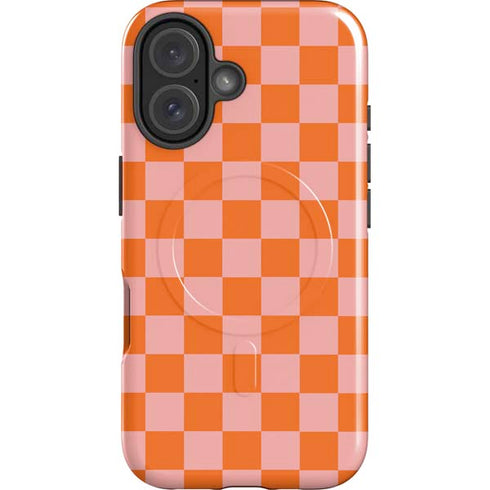 Orange Checkered iPhone 16 Magsafe Impact Case