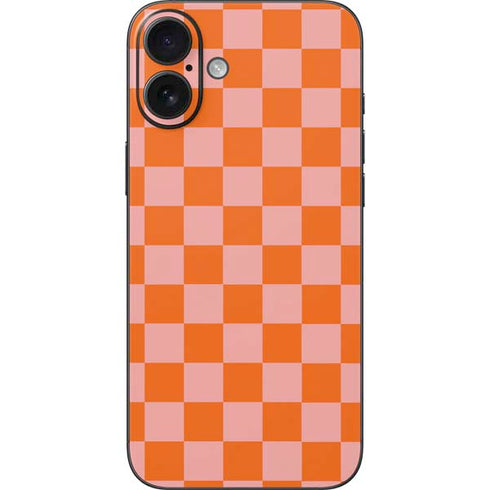 Orange Checkered iPhone 16 Plus Skin