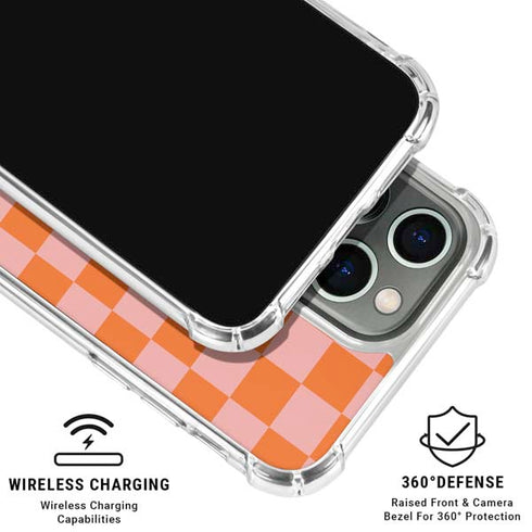Orange Checkered iPhone 16 Pro Max Clear Case