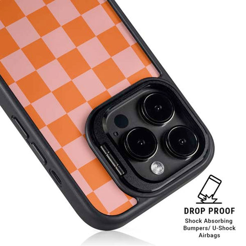 Orange Checkered iPhone 16 Pro Max Kickstand Case