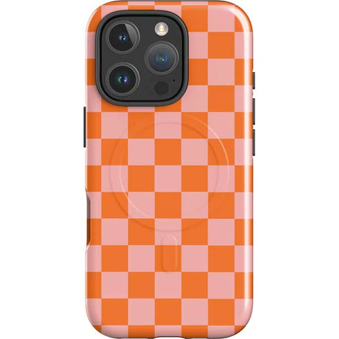 Orange Checkered iPhone 16 Pro Max Magsafe Impact Case
