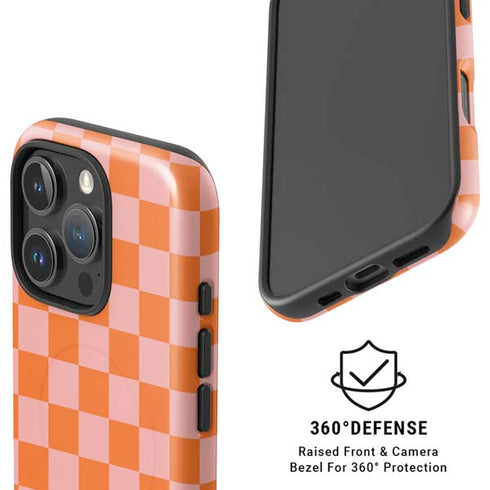 Orange Checkered iPhone 16 Pro Max Magsafe Impact Case
