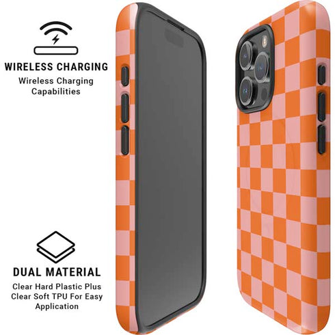 Orange Checkered iPhone 16 Pro Max Magsafe Impact Case