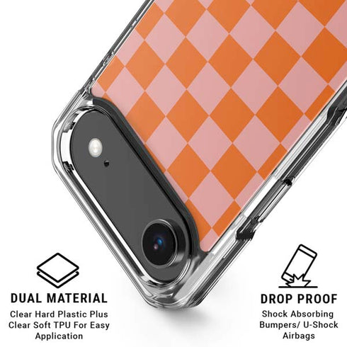 Orange Checkered iPhone 17 Air Clear Case