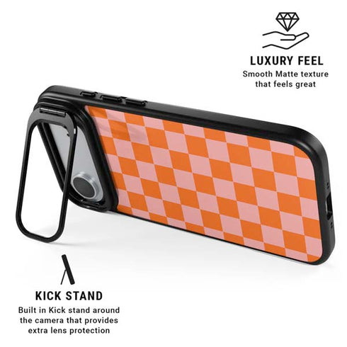 Orange Checkered iPhone 17 Air Kickstand Case