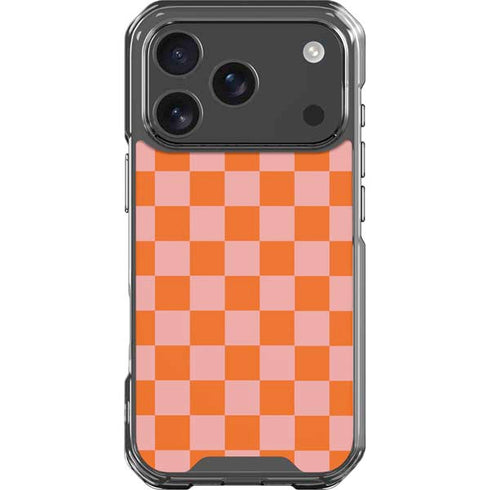 Orange Checkered iPhone 17 Pro Clear Case