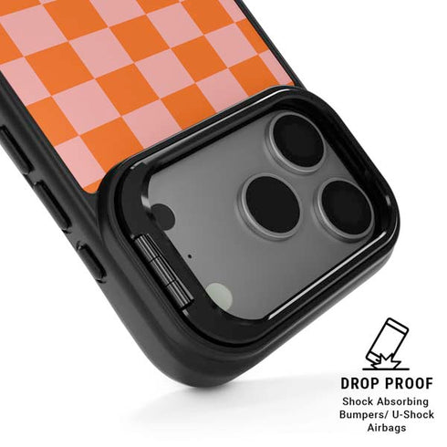Orange Checkered iPhone 17 Pro Kickstand Case