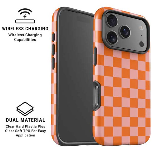 Orange Checkered iPhone 17 Pro Magsafe Impact Case