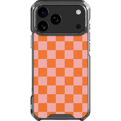 Orange Checkered iPhone 17 Pro Max Clear Case