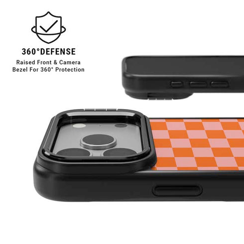 Orange Checkered iPhone 17 Pro Max Kickstand Case