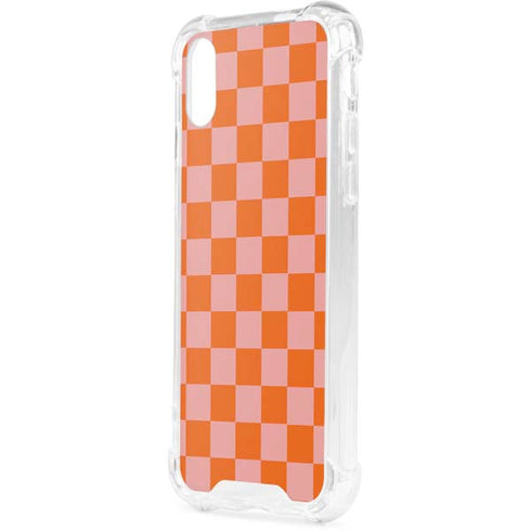 Orange Checkered iPhone XS Clear Case