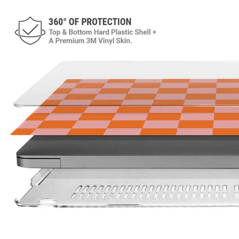 Orange Checkered MacBook Pro 14in (2021-24) Case plus Skin