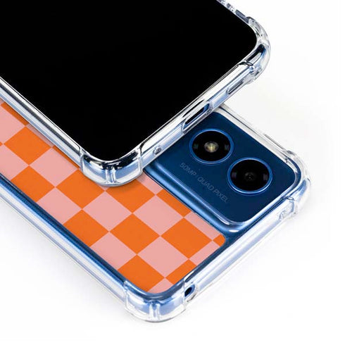 Orange Checkered Moto G Play 4G (2024) Clear Case