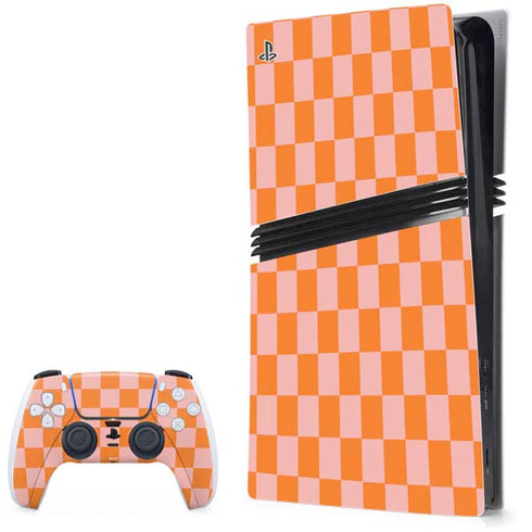 Orange Checkered PlayStation PS5 Skins