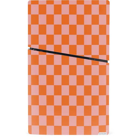 Orange Checkered PS5 Slim Digital Edition Console Skin