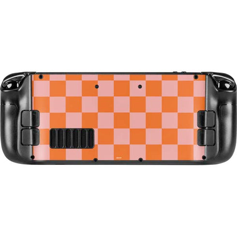 Orange Checkered Steam Deck Handheld Gaming Computer OLED Skin