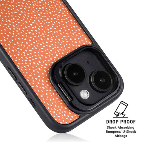 Orange Spots iPhone 15 Plus Kickstand Case