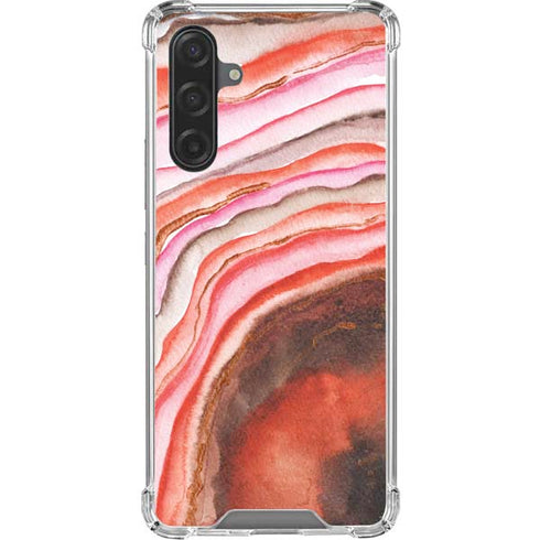 Orange Watercolor Geode Galaxy A17 Clear Case